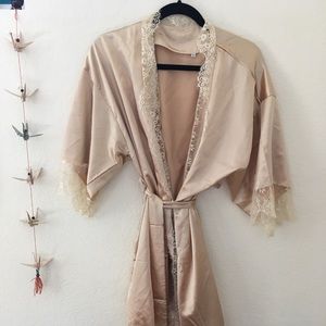 Gold satin dressing robe/kimono